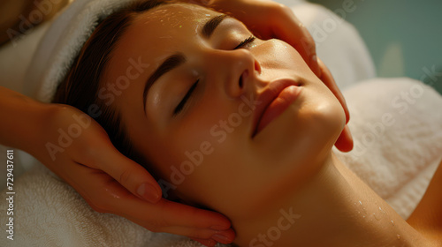 Young woman relaxing with massage at the spa