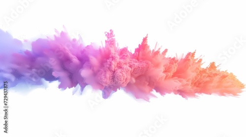 colorful rainbow holi paint color powder explosion isolated wide panoramic background  on isolated white background