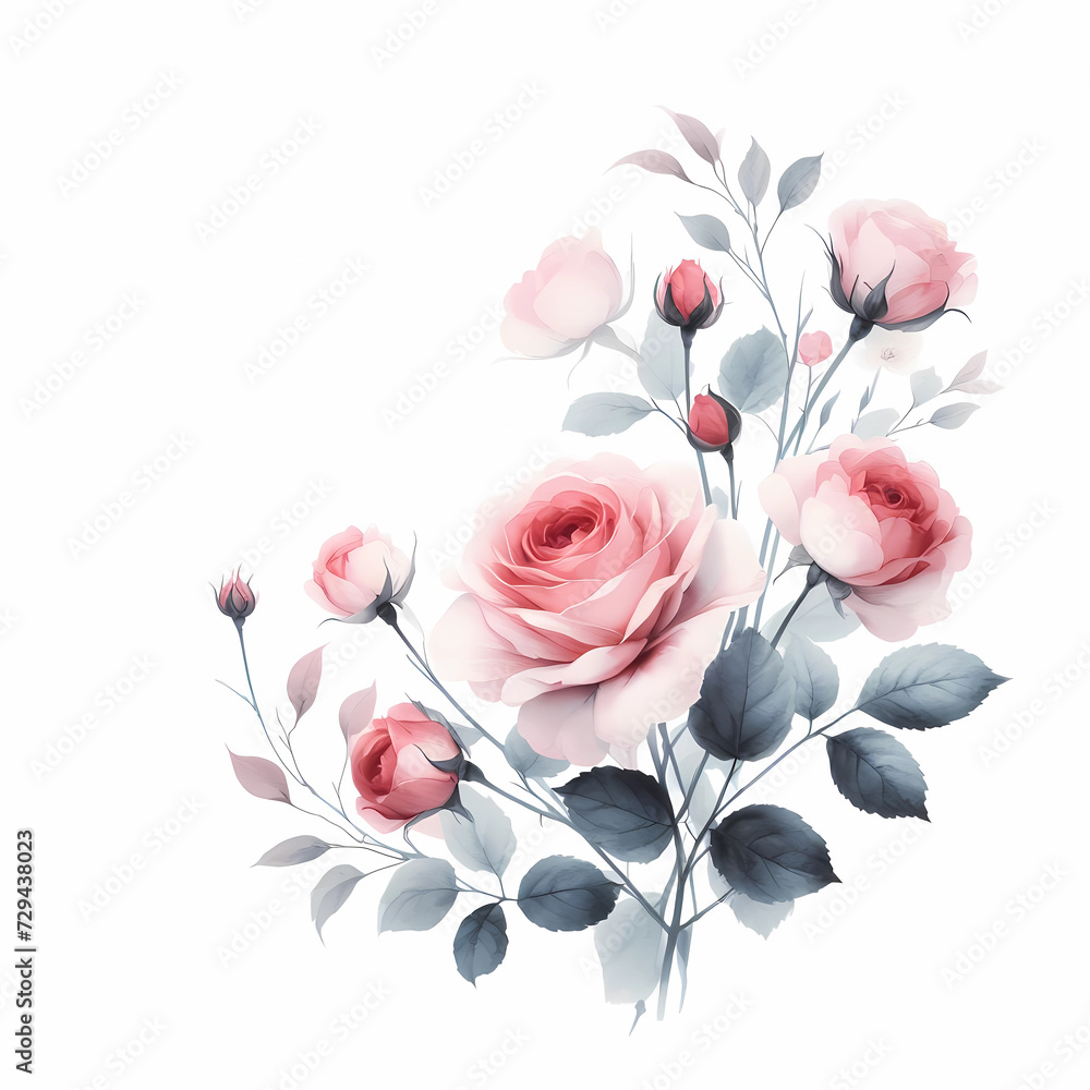 Obraz premium watercolor rose bouquet clipart