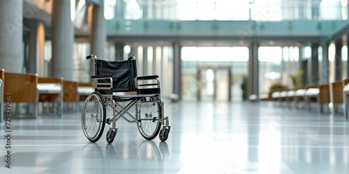 The Symbolic Significance Of An Empty Wheelchair In The Context Of Modern Healthcare. Сoncept The Symbolic Significance Of An Empty Wheelchair, Meaning Of Modern Healthcare