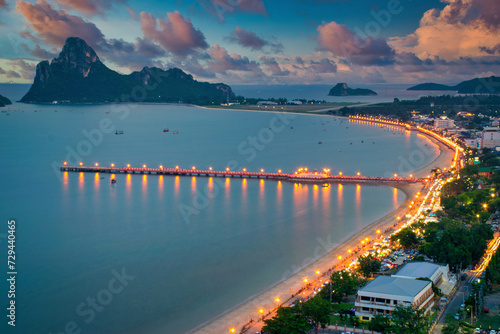 Viewpoint of Khao Chong Krachok at sunset, Prachuapkhirikhan province, Thailand. photo