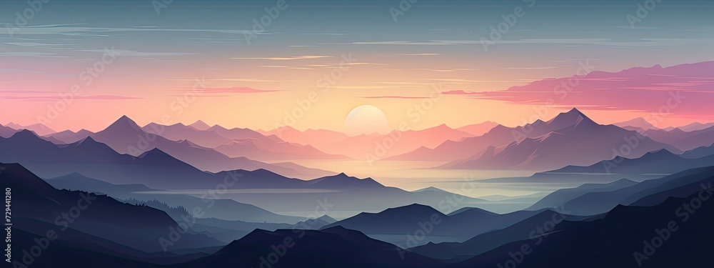 mountains in the digital art minimalism wallpapers