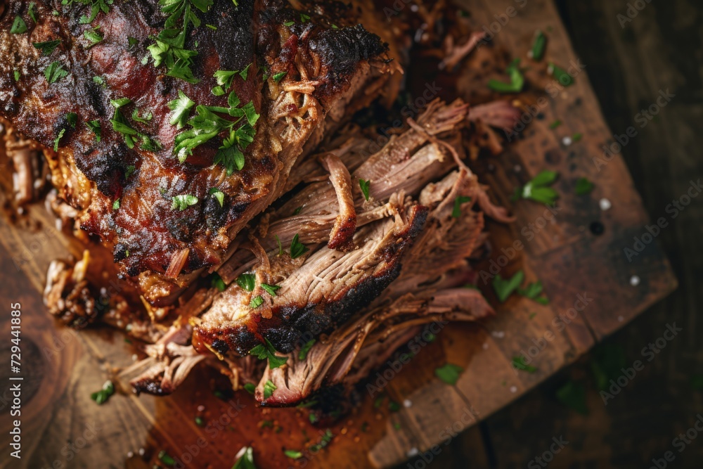 BBQ Smoked pulled pork finished. smoked mojo pulled pork BBQ Smoked pulled pork finished. smoked mojo pulled pork