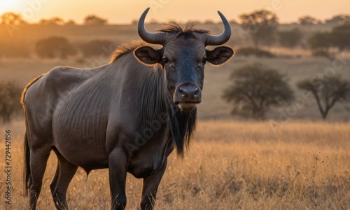  Sunset Encounter: African wildebeest Majesty Unveiled in the Wild