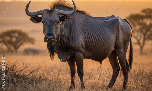 wildebeest Twilight Harmony: Close-Up Serenity in the Savannah Sanctuary