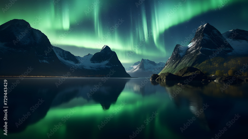 Beautiful view northern lights,,
Awe-Inspiring Aurora Borealis Display