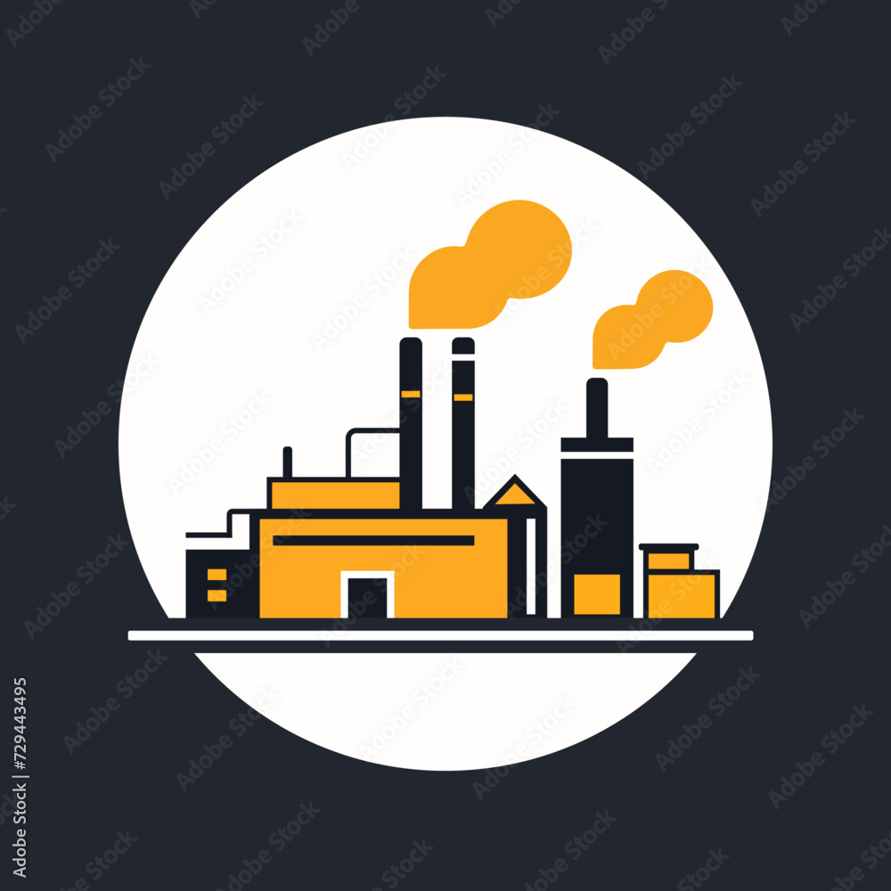 Factory icon illustration in flat simple style Factory icon illustration in flat simple style