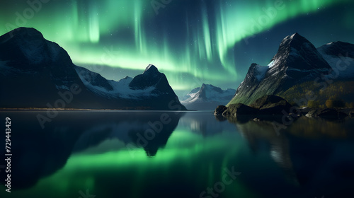 Beautiful view northern lights,, Awe-Inspiring Aurora Borealis Display