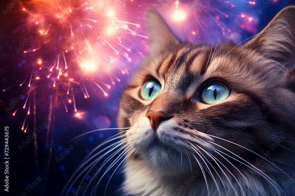 Fireworks show concept people watching admiring wonderful lights winter atmosphere Generative AI Fireworks show concept people watching admiring wonderful lights winter atmosphere Generative AI
