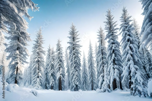 snow covered pine trees © Muhammad