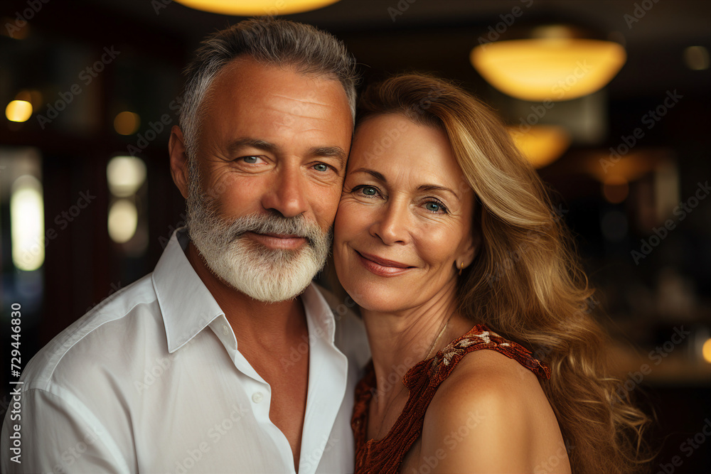 Elderly happy couple enjoying life together styling clothes family portrait Generative AI technology picture image Elderly happy couple enjoying life together styling clothes family portrait Generative AI technology picture image