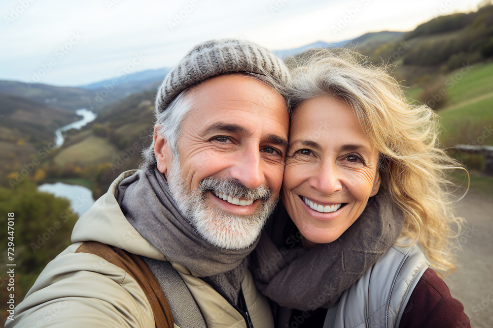 Elderly happy couple enjoying life together styling clothes family portrait Generative AI technology picture image Elderly happy couple enjoying life together styling clothes family portrait Generative AI technology picture image