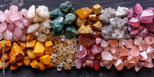 Diverse Bounty of the Earth: An Array of Rare Minerals and Gemstones from Various Mining Sites, Showcasing Natural Treasures, Generative AI