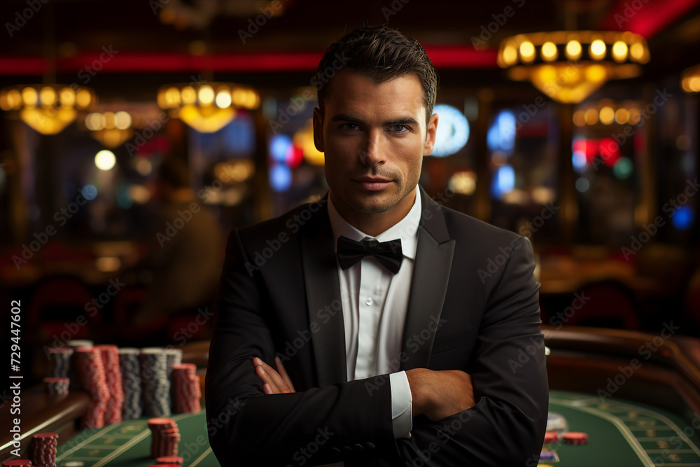 Fototapeta premium Play casino slots win games money cash conceptual Generative AI picture