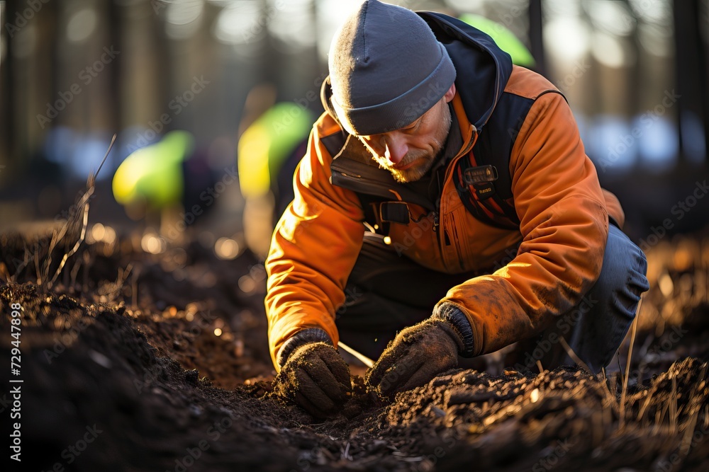 A laboratory technician takes a soil sample for analysis. A laboratory technician takes a soil sample for analysis.