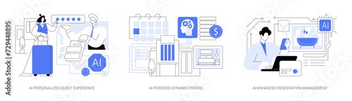AI in Hospitality management abstract concept vector illustrations.