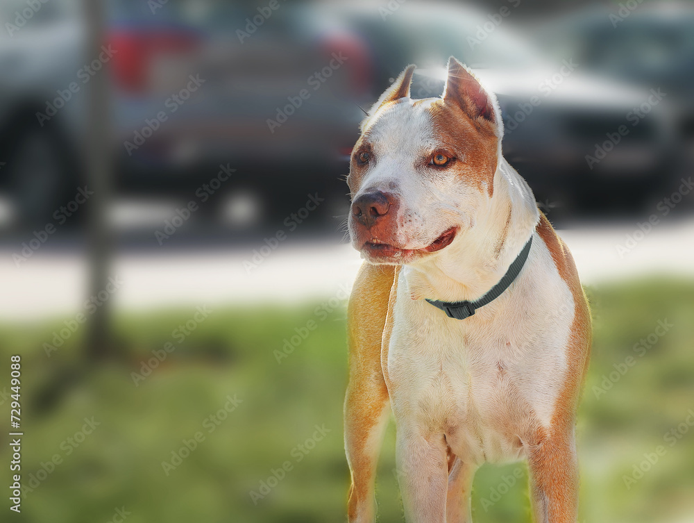 Pit bull terrier, dog breed in nature, outdoor