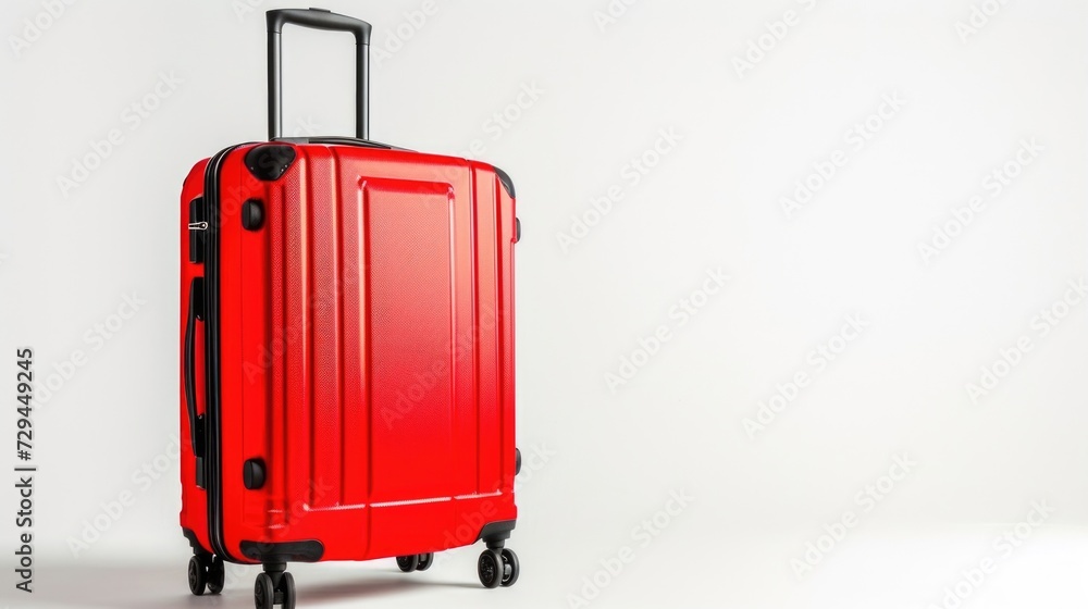 Red suitcase isolated on white background. Travel concept Red suitcase isolated on white background. Travel concept