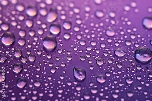 Water drops on a purple surface.