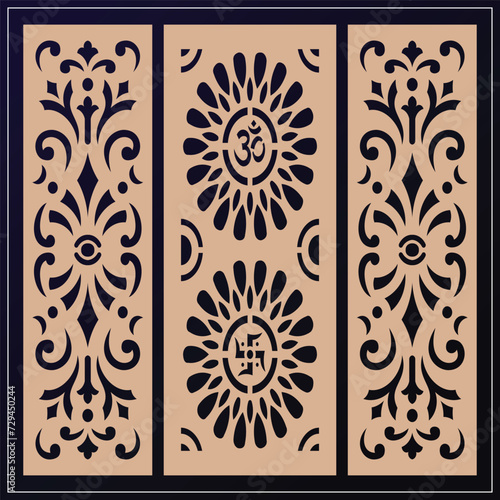 Om Jali design used for temples, Mandir. Om acrylic jali, corian jali and mdf jali.