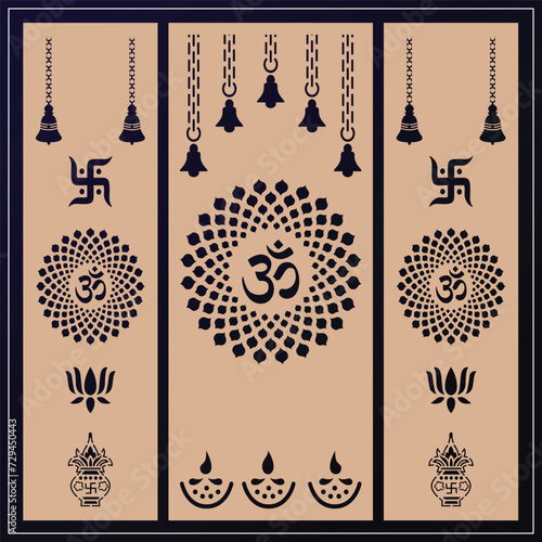 Om Jali design used for temples, Mandir. Om acrylic jali, corian jali and mdf jali.