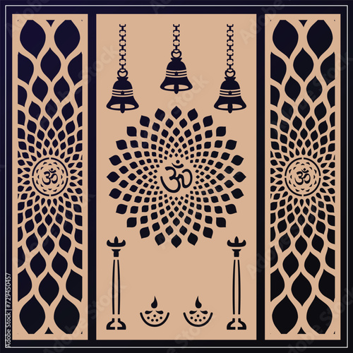 Om Jali design used for temples, Mandir. Om acrylic jali, corian jali and mdf jali.