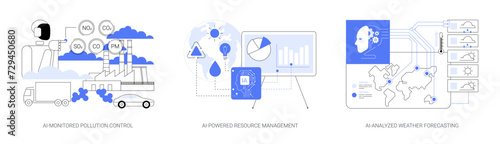 AI in Environmental Management abstract concept vector illustrations.