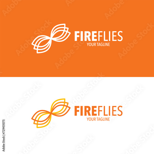 Firefies logo, with a simplified firefly illustration. Abstract logo 