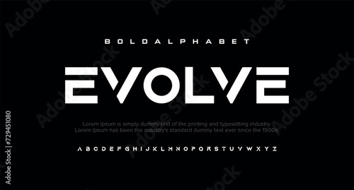 Evolve Unique and elegant alphabets display font vector photo