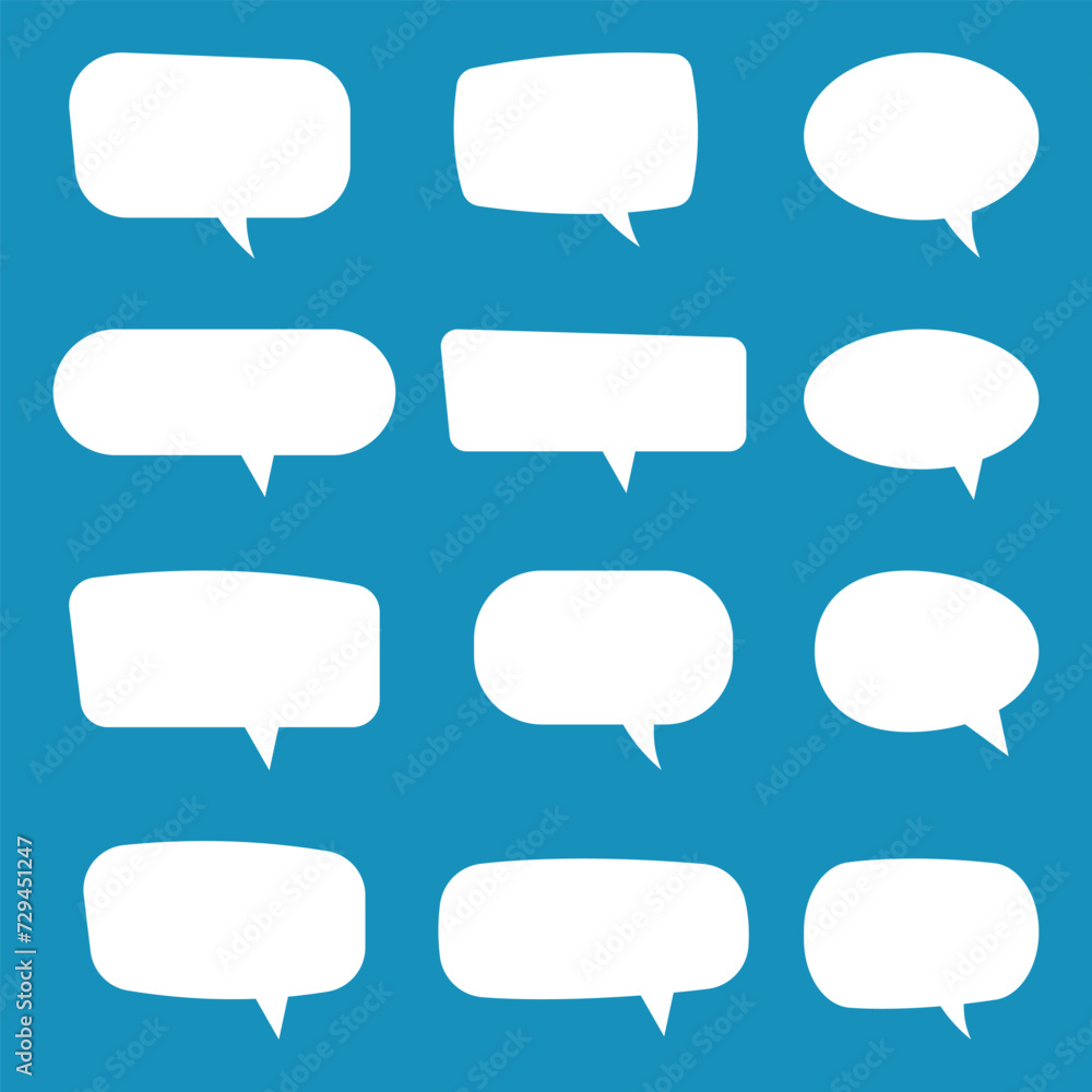 Set of speech bubbles. Speak bubble text, cartoon chatting box, message box. Blank empty white speech bubbles. Set of speech bubbles. Speak bubble text, cartoon chatting box, message box. Blank empty white speech bubbles.