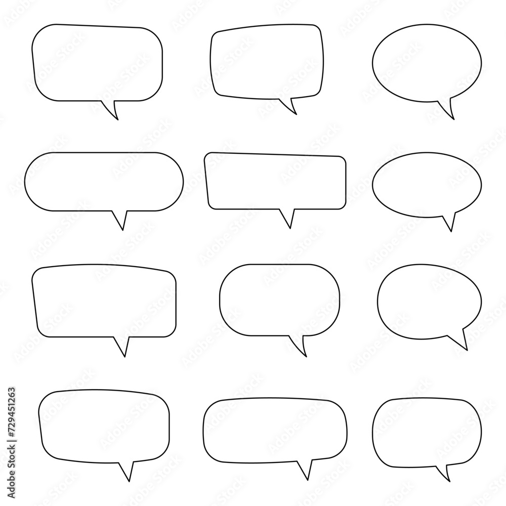 Speech bubble, speech balloon, chat bubble line art vector icon for apps and websites. Speech bubble, speech balloon, chat bubble line art vector icon for apps and websites.