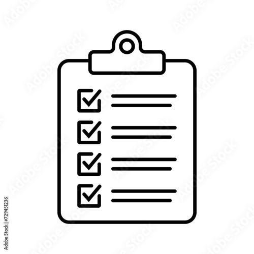 Clipboard line icon. Checklist outline icon symbol for web site and app design. Expanded stroke.
