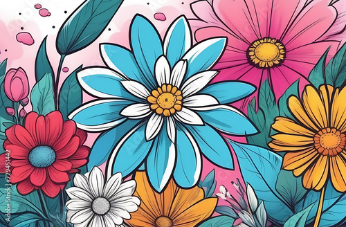 beautiful flowers background  banner  watercolor