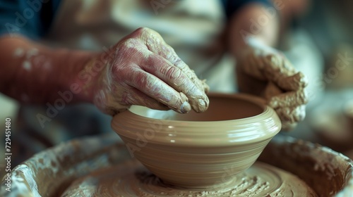 Crafting Creativity: Close-Up of Hands Sculpting Pottery