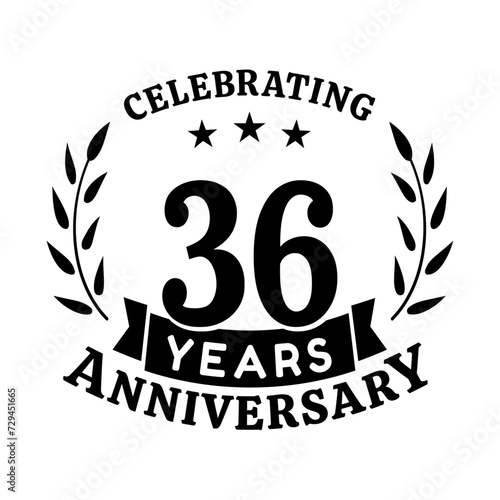 36th anniversary celebration design template. 36 years vector and illustration.
