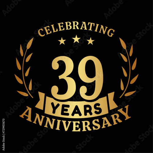 39th anniversary celebration design template. 39 years vector and illustration.
