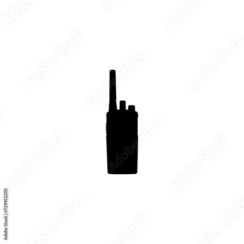 Walkie talkie telecommunication device walkie-talkie signal icon silhouette symbol. Walkie talkie icon vector illustration. Vector icon. Isolated on white and black background. 