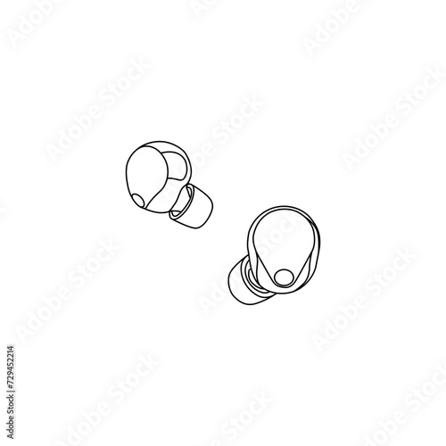 Wireless headphon vector illustration, line art vector. Desktop phone stand wireless headphone icon. Magnetic Wireless. headphon Silhouette. Flat vector collection isolated on a whit background. EPS 1 photo