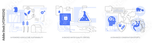 AI for Environmental protection abstract concept vector illustrations.