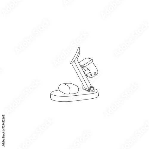 Wireless vector illustration, line art vector. Desktop phone stand wireless charger icon. Magnetic Wireless Charger. Wireless Silhouette. Flat vector collection isolated on white background. EPS 10.