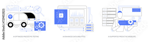 AI for Product and Models Development abstract concept vector illustrations.