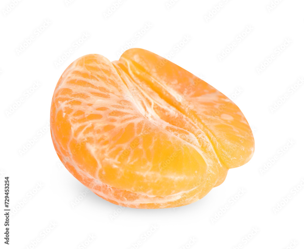 Half of peeled fresh ripe tangerine isolated on white Half of peeled fresh ripe tangerine isolated on white