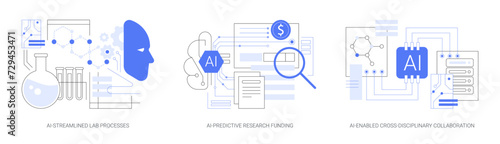 AI in scientific project abstract concept vector illustrations.