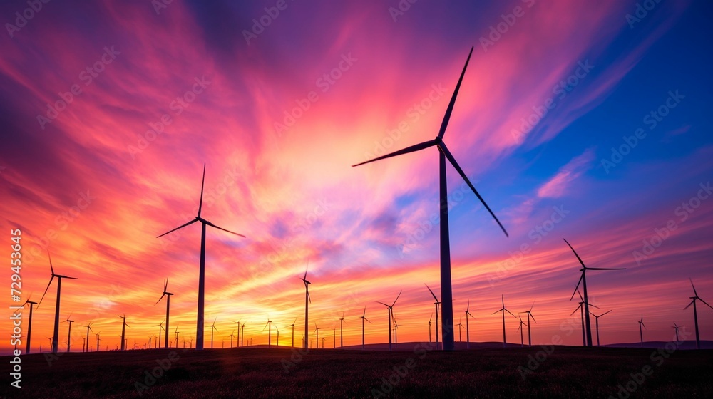 Eco-Friendly Energy: Windmills Powering the Future at Dusk