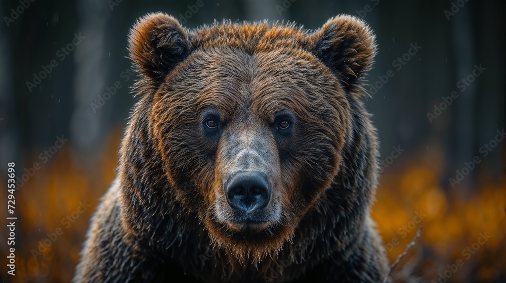 Forest Guardian: Intense Gaze of a Brown Bear