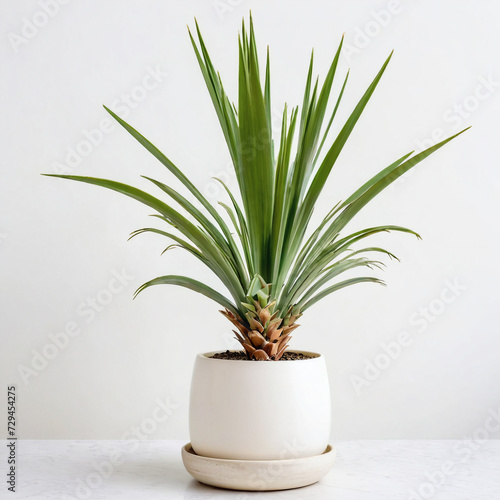Illustration of potted Yucca plant white flower pot Yucca isolated white background indoor plants 