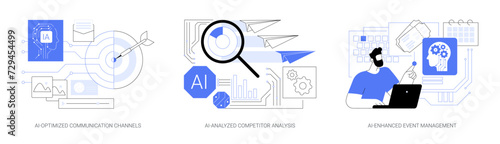 AI Technology in PR abstract concept vector illustrations.