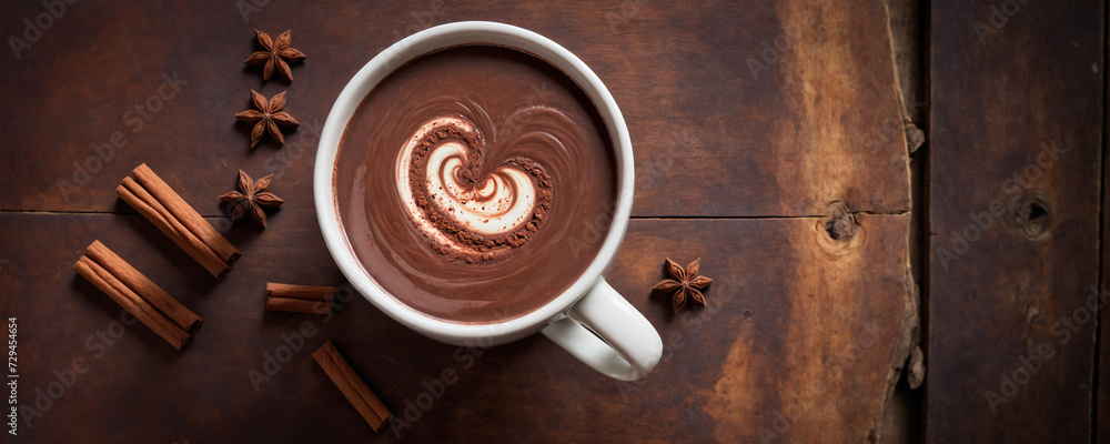 A delicious morning beverage featuring a cup of hot coffee infused with rich chocolate flavor A delicious morning beverage featuring a cup of hot coffee infused with rich chocolate flavor