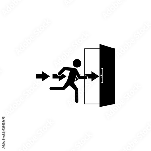 Emergency exit, escape route sign. Vector illustration