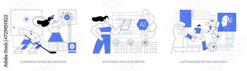 AI in Sports Management abstract concept vector illustrations.